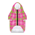 Green And Pink Buffalo Plaid Print Dog Zip Up Hoodie