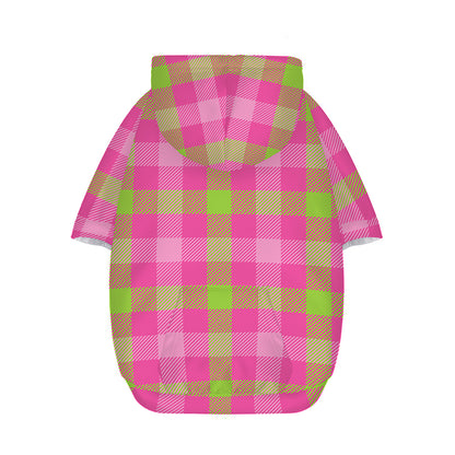 Green And Pink Buffalo Plaid Print Dog Zip Up Hoodie