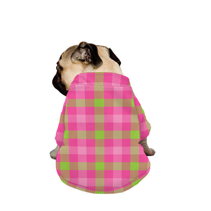 Green And Pink Buffalo Plaid Print Dog Zip Up Jacket