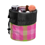 Green And Pink Buffalo Plaid Print Drawstring Makeup Bag