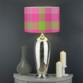 Green And Pink Buffalo Plaid Print Drum Lamp Shade