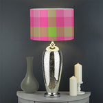Green And Pink Buffalo Plaid Print Drum Lamp Shade