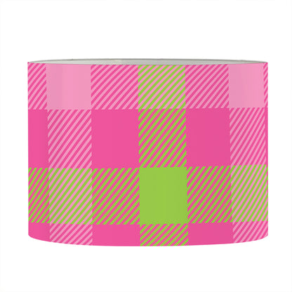 Green And Pink Buffalo Plaid Print Drum Lamp Shade