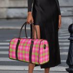 Green And Pink Buffalo Plaid Print Duffle Bag