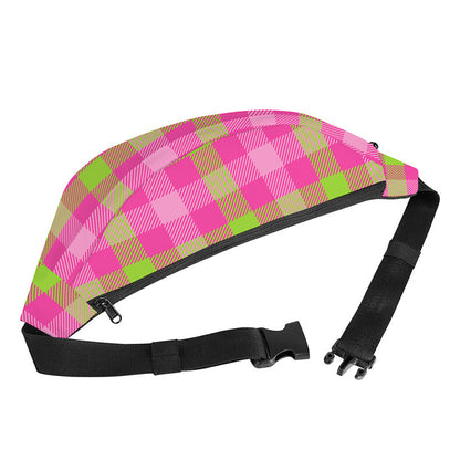 Green And Pink Buffalo Plaid Print Fanny Pack