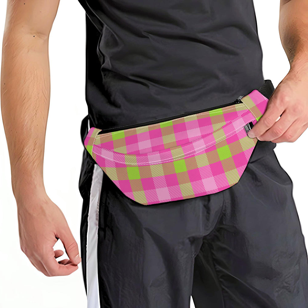 Green And Pink Buffalo Plaid Print Fanny Pack