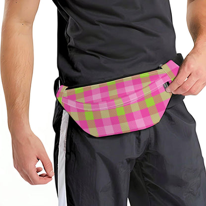 Green And Pink Buffalo Plaid Print Fanny Pack