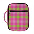 Green And Pink Buffalo Plaid Print Front Pocket Bible Bag