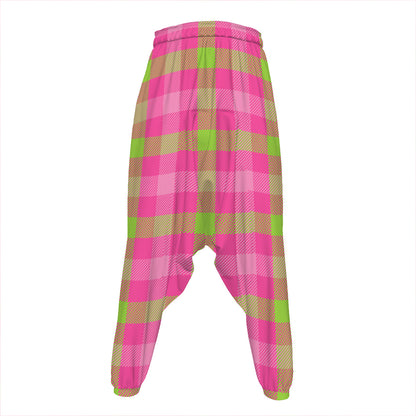 Green And Pink Buffalo Plaid Print Hammer Pants