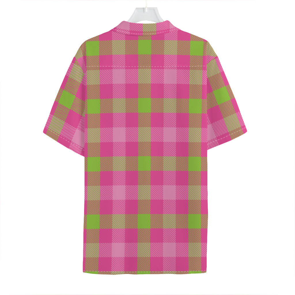 Green And Pink Buffalo Plaid Print Hawaiian Shirt