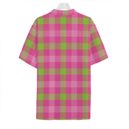 Green And Pink Buffalo Plaid Print Hawaiian Shirt
