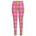 Green And Pink Buffalo Plaid Print High-Waisted Pocket Leggings