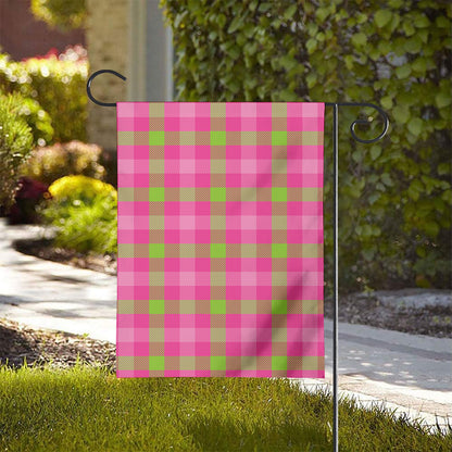 Green And Pink Buffalo Plaid Print House Flag