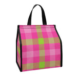 Green And Pink Buffalo Plaid Print Insulated Lunch Tote