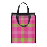 Green And Pink Buffalo Plaid Print Insulated Lunch Tote