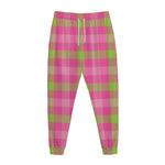 Green And Pink Buffalo Plaid Print Jogger Pants