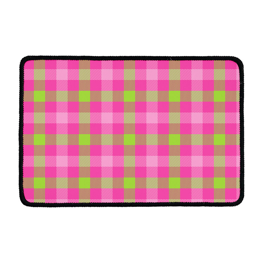 Green And Pink Buffalo Plaid Print Kitchen Mat