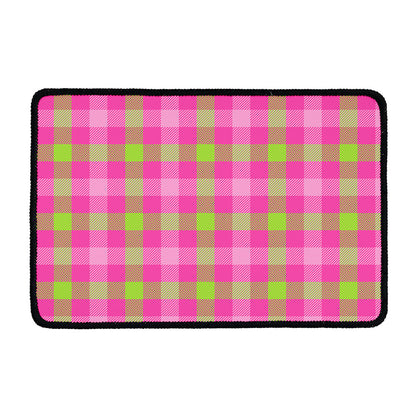 Green And Pink Buffalo Plaid Print Kitchen Mat