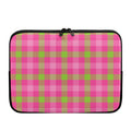 Green And Pink Buffalo Plaid Print Laptop Sleeve