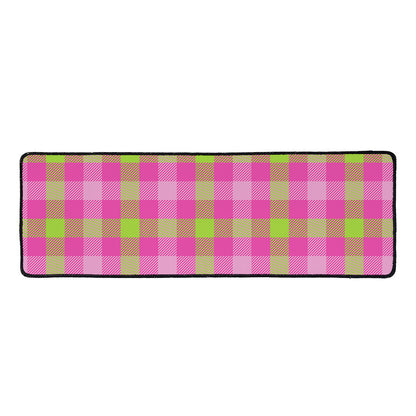 Green And Pink Buffalo Plaid Print Long Kitchen Mat