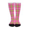 Green And Pink Buffalo Plaid Print Long Socks