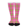 Green And Pink Buffalo Plaid Print Long Socks