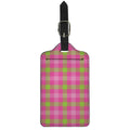Green And Pink Buffalo Plaid Print Luggage Tag