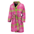 Green And Pink Buffalo Plaid Print Men's Bathrobe