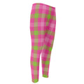 Green And Pink Buffalo Plaid Print Men's Compression Pants