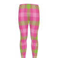 Green And Pink Buffalo Plaid Print Men's Leggings