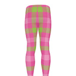 Green And Pink Buffalo Plaid Print Men's leggings