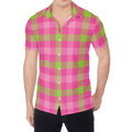 Green And Pink Buffalo Plaid Print Men's Shirt