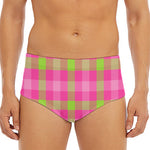 Green And Pink Buffalo Plaid Print Men's Triangle Swim Briefs