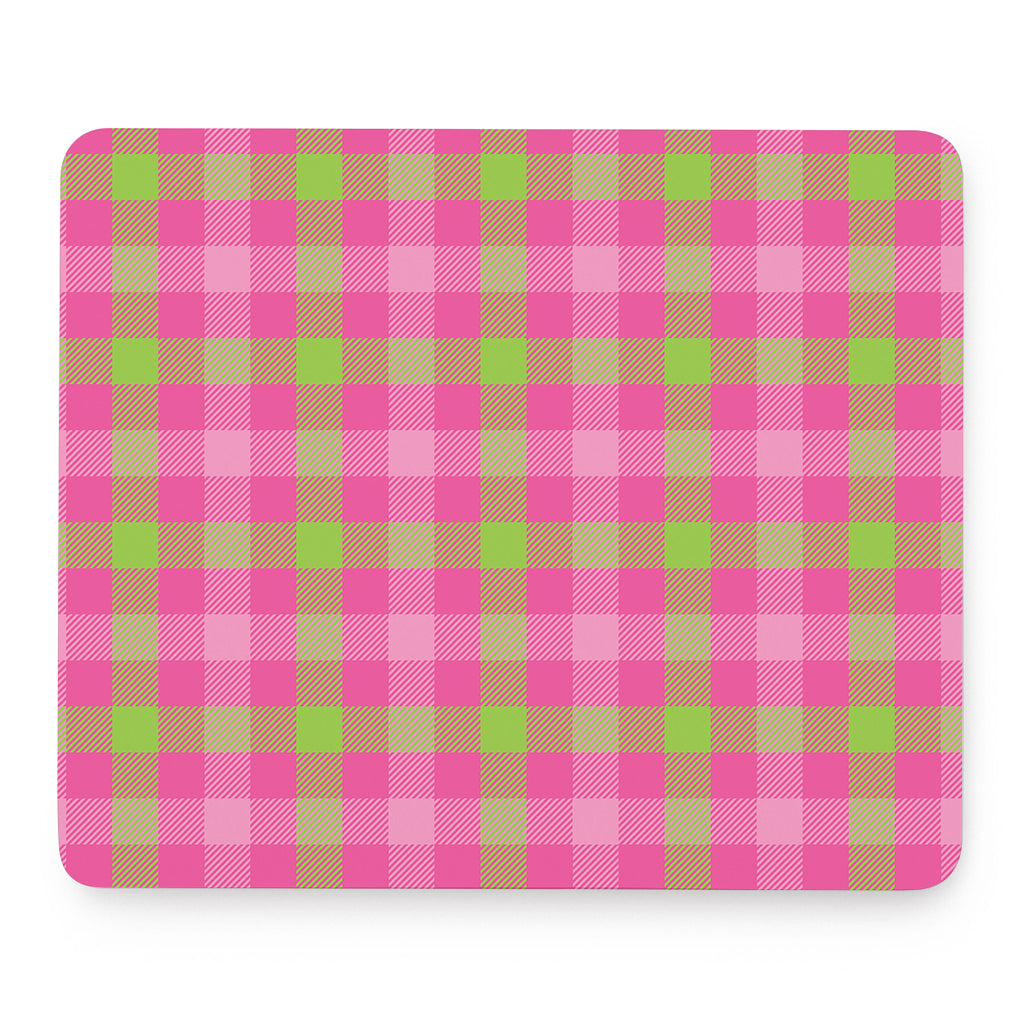 Green And Pink Buffalo Plaid Print Mouse Pad
