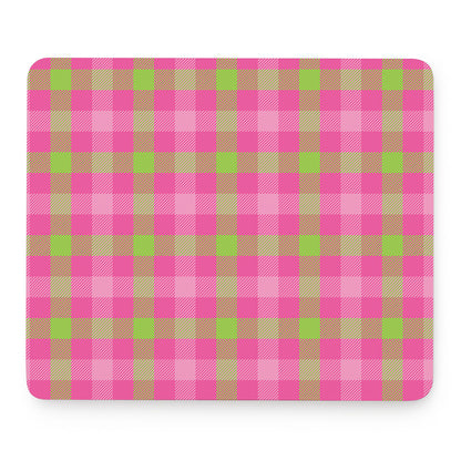 Green And Pink Buffalo Plaid Print Mouse Pad