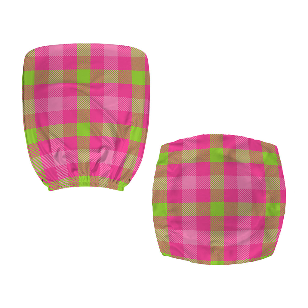 Green And Pink Buffalo Plaid Print Office Chair Cover