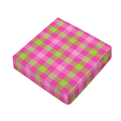 Green And Pink Buffalo Plaid Print Outdoor Seat Cushion Cover