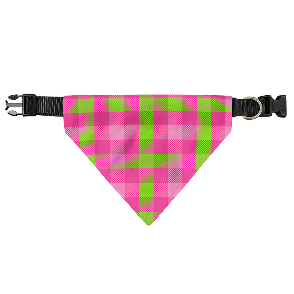 Green And Pink Buffalo Plaid Print Over The Collar Dog Bandana