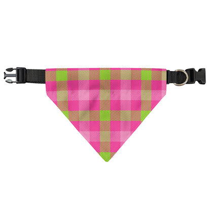 Green And Pink Buffalo Plaid Print Over The Collar Dog Bandana