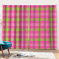 Green And Pink Buffalo Plaid Print Pencil Pleat Curtains