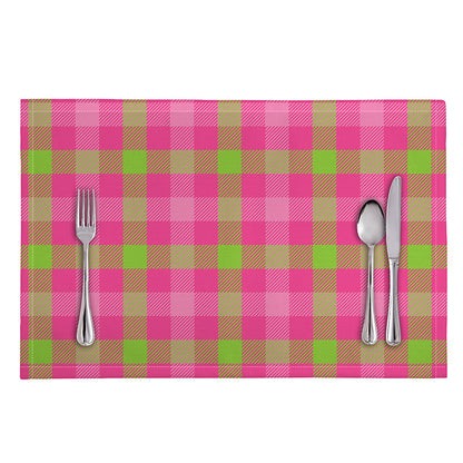 Green And Pink Buffalo Plaid Print Placemat