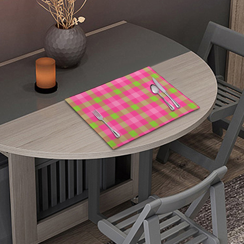 Green And Pink Buffalo Plaid Print Placemat