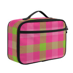 Green And Pink Buffalo Plaid Print Portable Lunch Bag