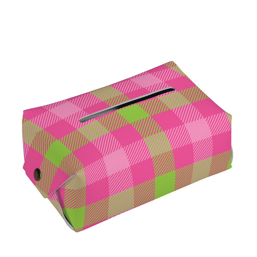 Green And Pink Buffalo Plaid Print Rectangle Tissue Box Cover