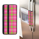 Green And Pink Buffalo Plaid Print Refrigerator Handle Covers