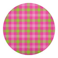 Green And Pink Buffalo Plaid Print Round Blanket