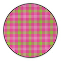 Green And Pink Buffalo Plaid Print Round Floor Mat