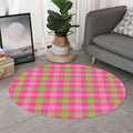 Green And Pink Buffalo Plaid Print Round Rug