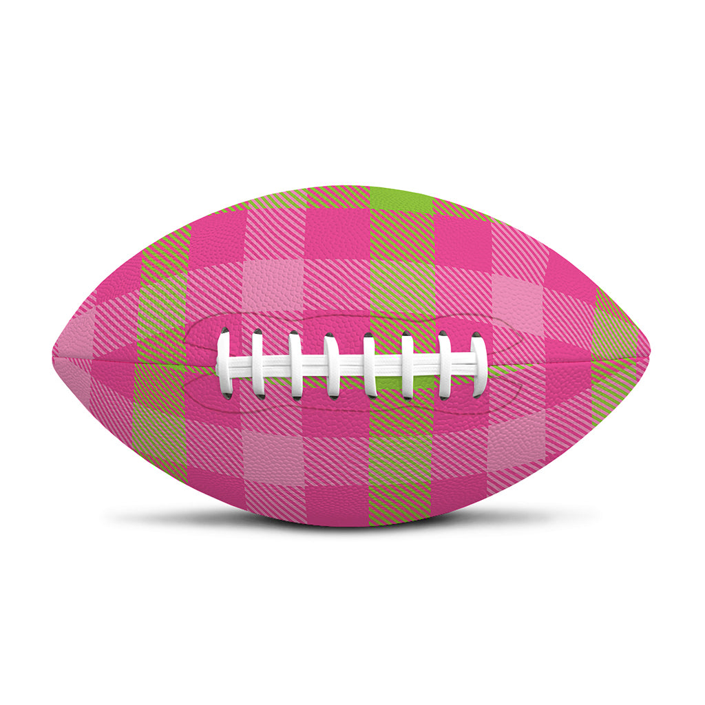 Green And Pink Buffalo Plaid Print Rugby Ball