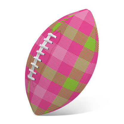 Green And Pink Buffalo Plaid Print Rugby Ball